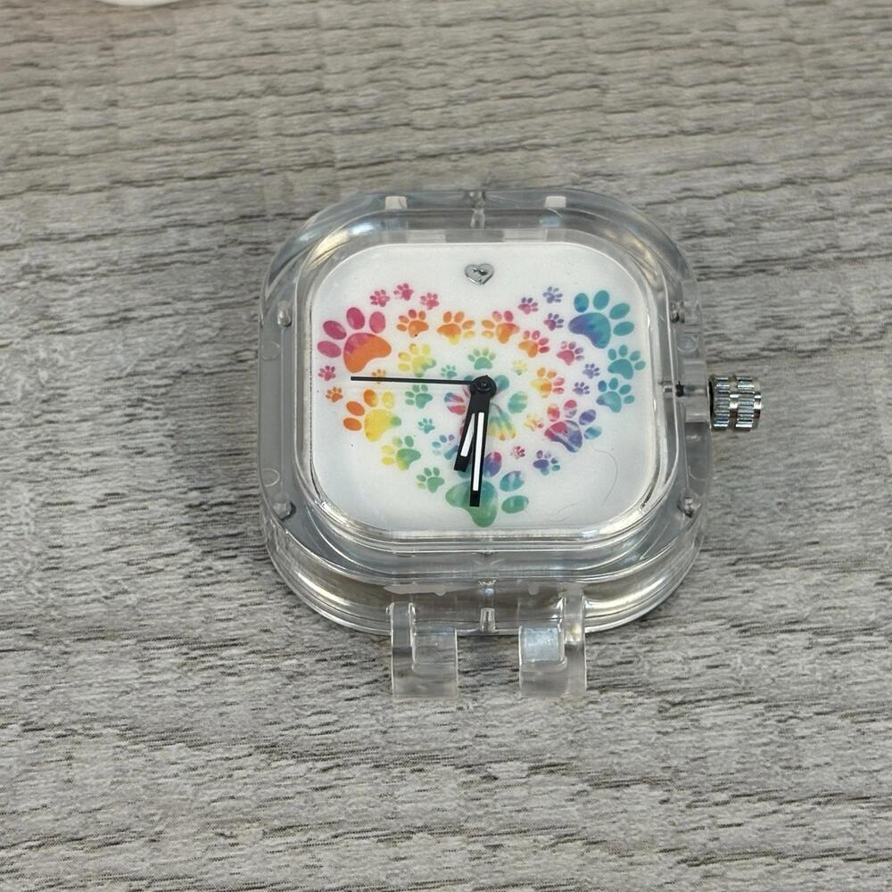 Rainbow Paw Print Heart Silicone Watch - White - Picture 7 of 8